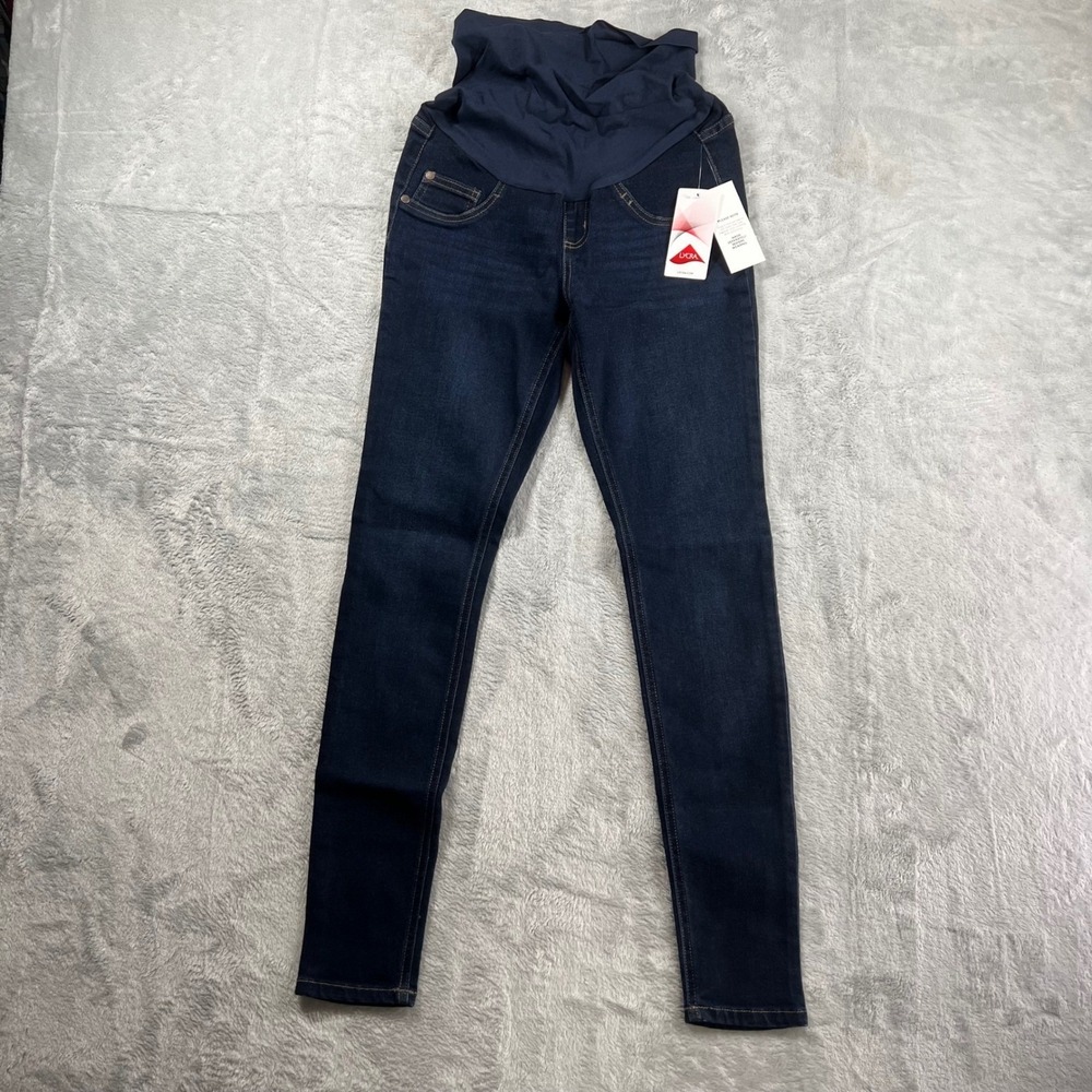 Indigo Blue Womens Maternity Skinny Jeans Dark Wash Full Belly Panel Size Small